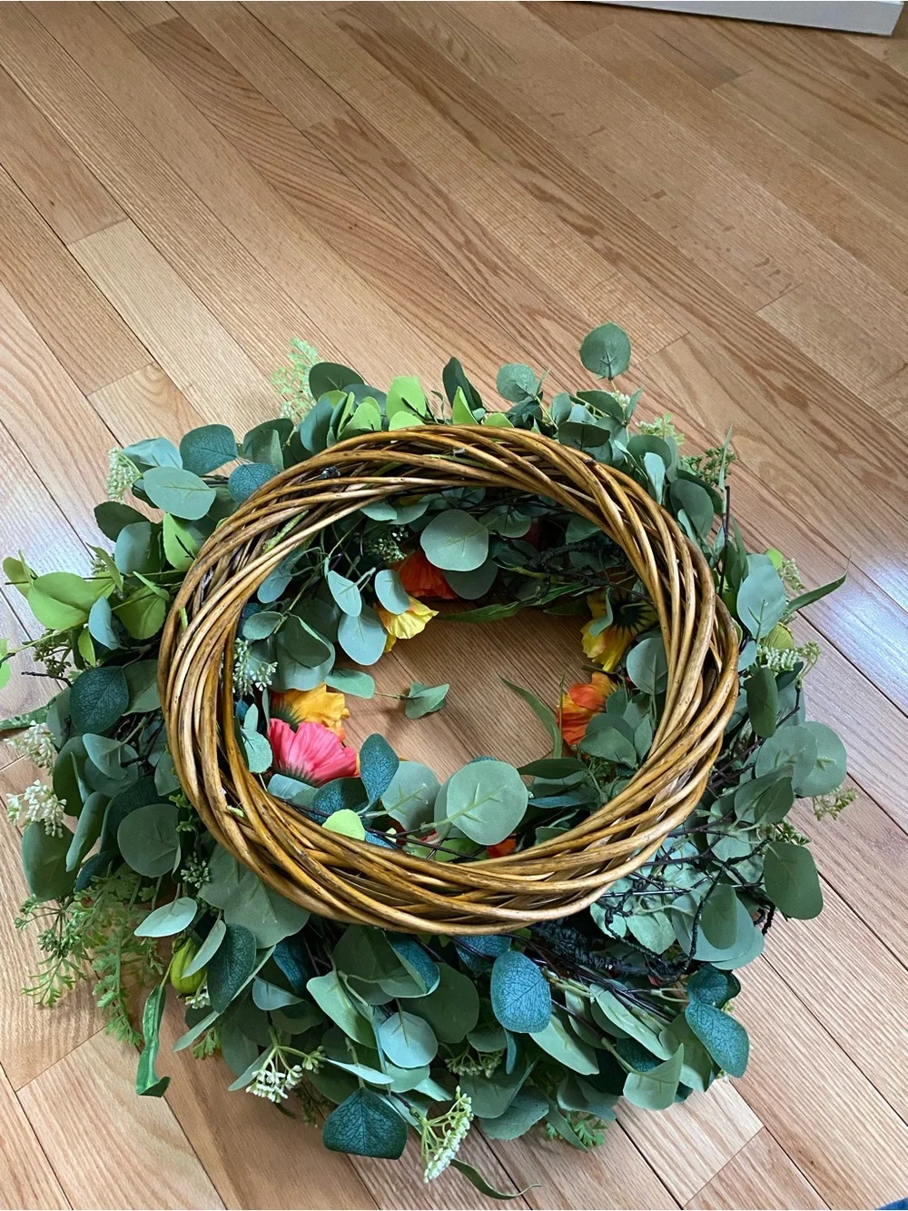 Vibrant Red, Orange & Yellow Floral Holiday Wreath